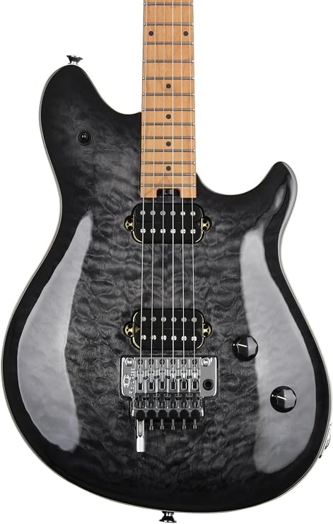 EVH Wolfgang Special QM Electric Guitar - Charcoal Burst with Baked Maple Fingerboard | Basswood Body with Quilted Maple Top, Quartersawn Baked Maple Neck and Fingerboard, Evh Humbuckers, Evh Floyd Rose Trem