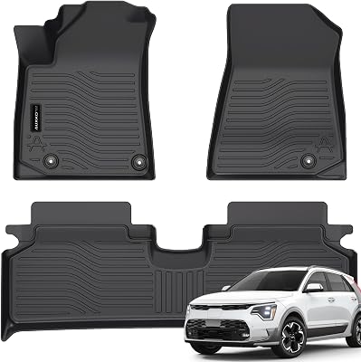 All Weather Floor Mats Fit for Kia NIRO EVNot PHEV 2023 2024 2025 TPE Rubber Liners Set NIRO EV Accessories All Season Guard Odorless Anti-Slip Floor Mats