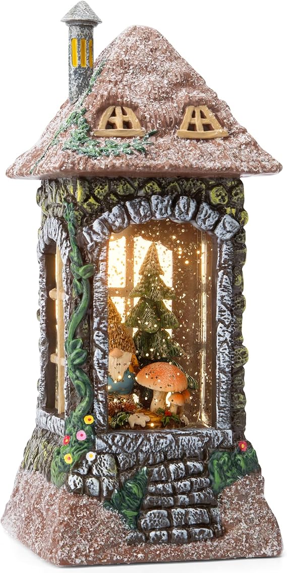 Fall Decor Gnomes Snow Globe, Mushroom Glittering Fall Snow Globes 6 H Timing Gnomes Mushroom Christmas/Thanksgiving/Fall Decoration for Home