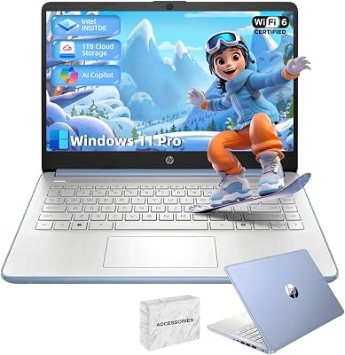 HP Student Business Laptop Computer - Intel N150 Processor, 16GB RAM, 384GB Storage 128GB UFS256GB MSD, Microsoft Office Lifetime, wDVD Drive, Copilot AI, 1TB Cloud Storage, AI Powered, Sky Blue