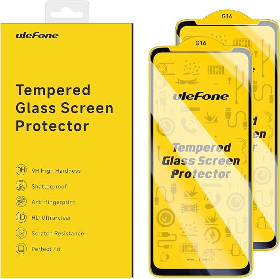 Ulefone 2-Pack Screen Protector Armor 26 Ultra/25 Series/23 Ultra, Shatterproof Tempered Glass [9H Hardness] [99.99% HD Clear] [Anti Fingerprint] [Perfect Fit]
