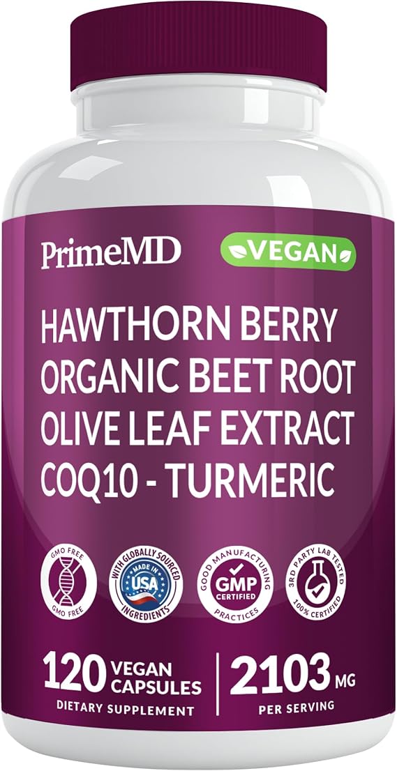 PrimeMD Heart Health Nitric Oxide Support, Beet Root & CoQ10, 120 Caps
