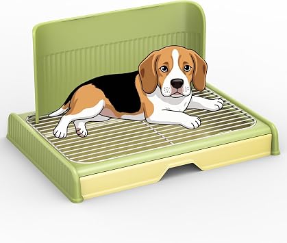 Upgrade Dog Potty Tray with High Wall,23.62"X18.5"Pee Pad Holder,Litter Box for Pet,Mesh Training Holder for Puppy and Small Size Dog,Housebreaking Supplies, Pet Products Green