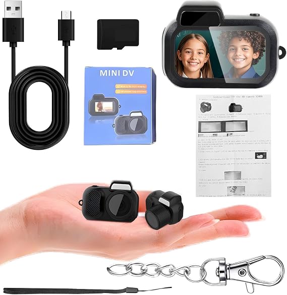 Mini Camera Keychain, 1080p HD, DV Video, for Students & Kids (16G)
