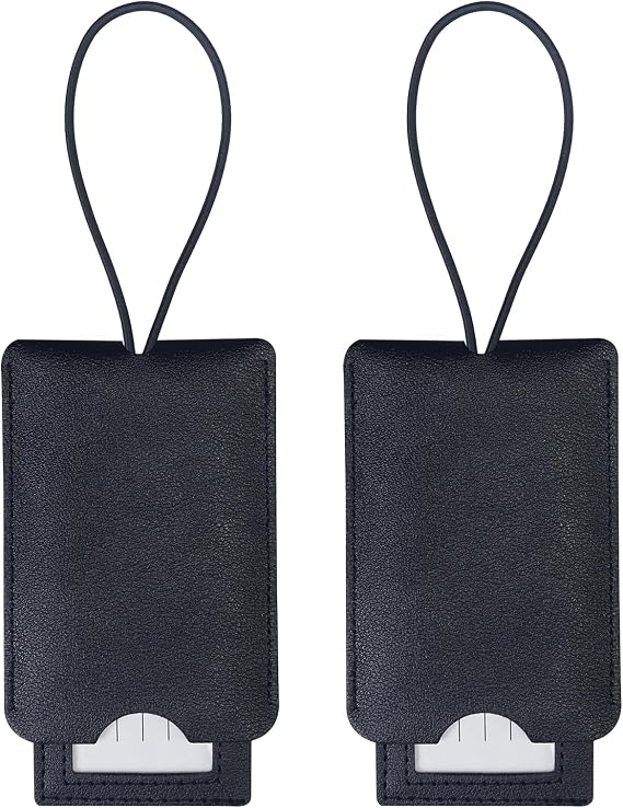 Gloppie 2 Pack Luggage Tags for Suitcases PU Leather Travel Bag Luggage Tag Handbag Labels with Name ID Card Privacy Cover Black