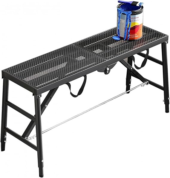 Portable Scaffolding Equipment,Adjustable Height Platform Step Up Bench Ladder, Hop Up Work Platform, Scaffolding Step Equipment, Galvanized Steel Welding,150 * 30cm
