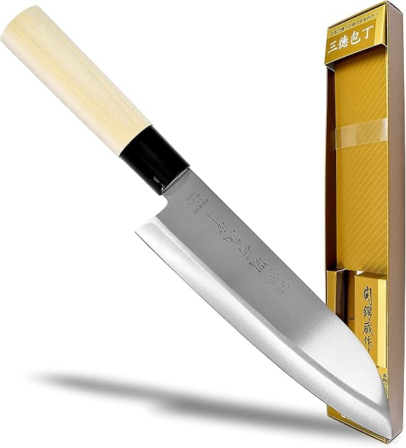 JapanBargain 1545, High Carbon Stainless Steel Santoku Chef Kitchen Sushi Knife 170mm Made in Japan