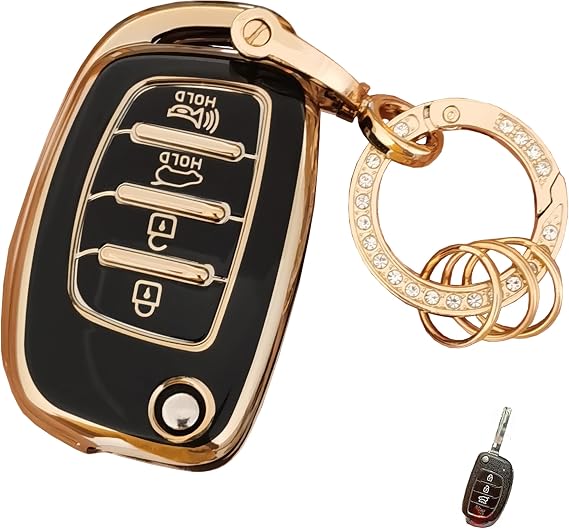 for Hyundai Key Fob Cover Smart Key Fob Shell with Keychain Fit for Hyundai Santa Fe Sport Sonata Tucson
