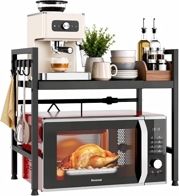 Adjustable Microwave Rack 2-Tier Expandable Kitchen Microwave