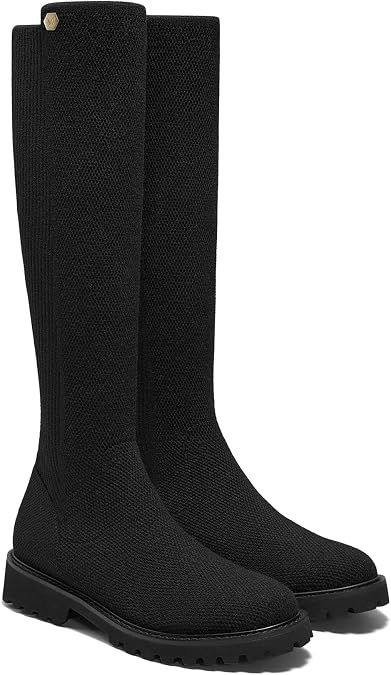 VIVAIA Filipa Women's Stretchy Wool Knee High Boots, Round Toe Lug Sole Water Repellent Warm Winter Boots for Women Dress