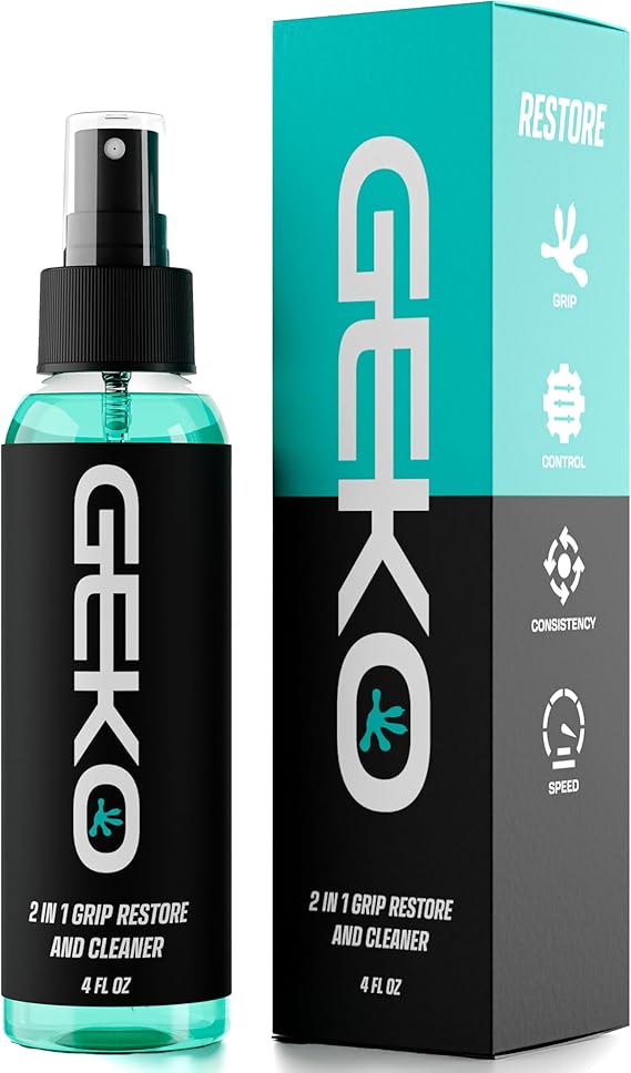 Geko 2-in-1 Grip Restore & Cleaner #1 Golf, Basketball, Football, Volleyball, and Baseball Grip Spray Restores Grip, Shoe & Glove Traction, Removes Dirt & Oil, Restores Control & Consistency
