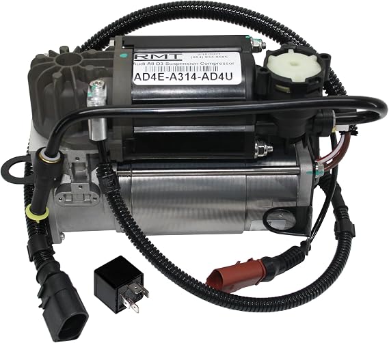 RMT AD4E-A314-AD4U - New Front and Rear Air Suspension Compressor with Relay kit Compatible with Audi A8 Quattro (D3/4E) 2002-2009, Audi S8 (D3/4E) 2002-2009