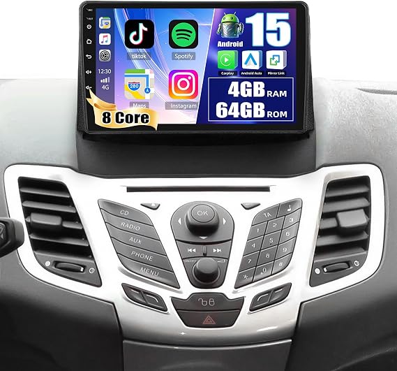 8 core 4+64G for Ford Fiesta 2009-2014 Android 15 with Wireless Carplay Android Auto 9 inch Touchscreen Cool Fan Shaderlab Topics 3D Car Model Display Bluetooth 5.1 Custom UI DSP