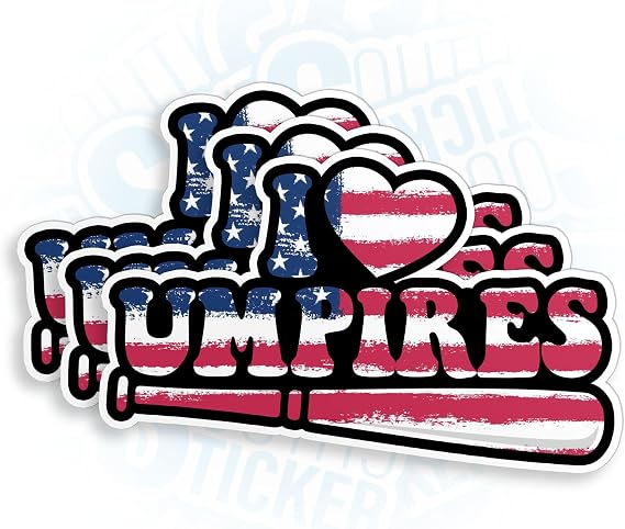 (3Pcs) I Love Umpires Stickers, Funny Umpire Baseball Softball Catcher Helmet Decal 2" Waterproof Die-Cut Vinyl Sticker for Baseball Hard Hat Laptop Water Bottle Cup Phone Gifts for Her Him 2 Inches
