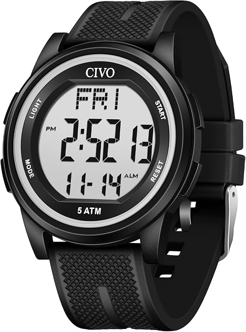 CIVO Digital Watches for Women Men: 44mm Large Dial Waterproof Sports Watch