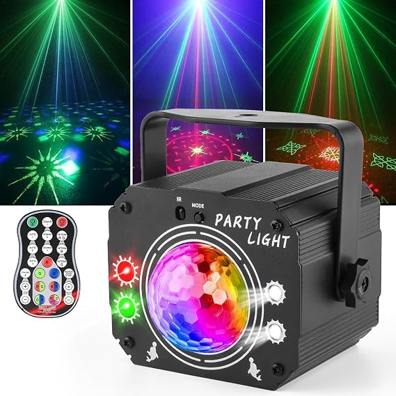 3-in-1 Disco Ball Laser Strobe Party Light with Remote, USB