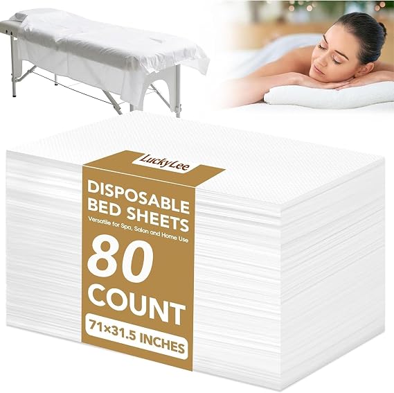 80PCS Disposable Bed Sheets, Massage Spa Sheets, Soft Non-Woven Fabric Massage Table Bed Sheet Protective Duvets for Beauty Salon, Spa, Massage, Hotels, Beautician, 180 x 80 cm