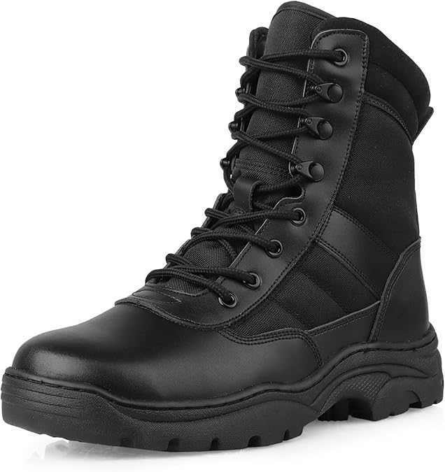 Tactical Boots for Men Side Zipper Military Boots Police Boots Anti-Slip Patrol Boots Army Combat Boots Security Boots Work Boots