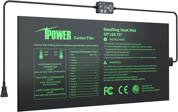 iPower Seedling Mat for Plants with Dual Digital Temperature Controller, MET Certified Heating Pad, 10" x 20.75", Black