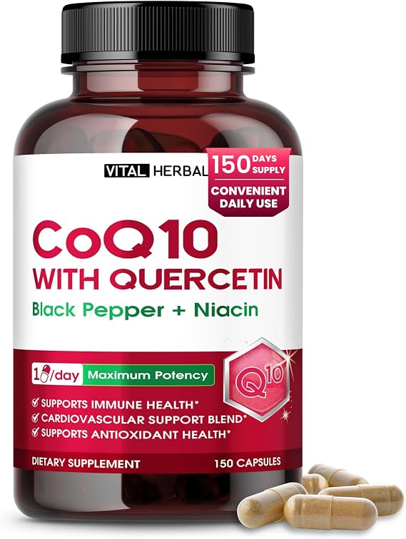 Liposomal CoQ10 Ubiquinone with PQQ, Black Pepper & Omega-3 Supports Heart, Immune & Antioxidant Health 150 Capsules