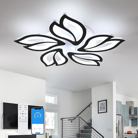 Comely Modern Dimmable Chandelier, 45W LED Ceiling Lamp with Remote Control [Energy Class E]
