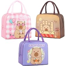 SSKHE 3Pcs Capybara Insulated Lunch Bag, Cute Lunch Box for Girls Kids Women, Small Capybara Lunch Bag School Lunch Box Cool Bag for Work Picnic Travel Beach, Kids Packed Lunch Bags Gift