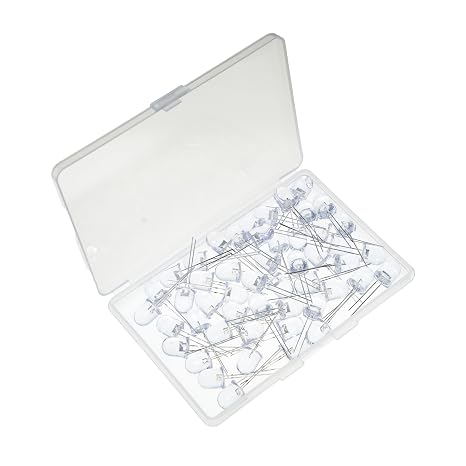 50 Pieces 10mm Orange LED Diode Light,F10 Round Top Water Transparent Clear Diffused Lens Emitting Lamps Indicator
