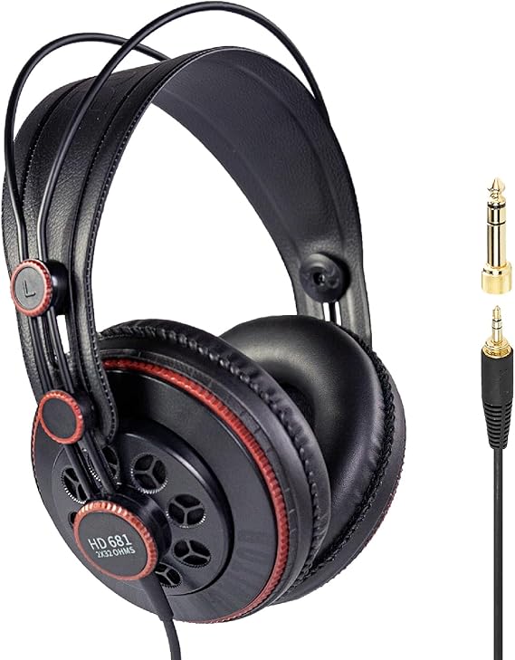 Superlux HD681 Wired Semi-Open Studio Monitor Headphones, 50mm Drivers, 32 | For musicians, gamers and home-studio creators; 50mm neodymium drivers, wide 10Hz30kHz response and self-adjusting comfort.