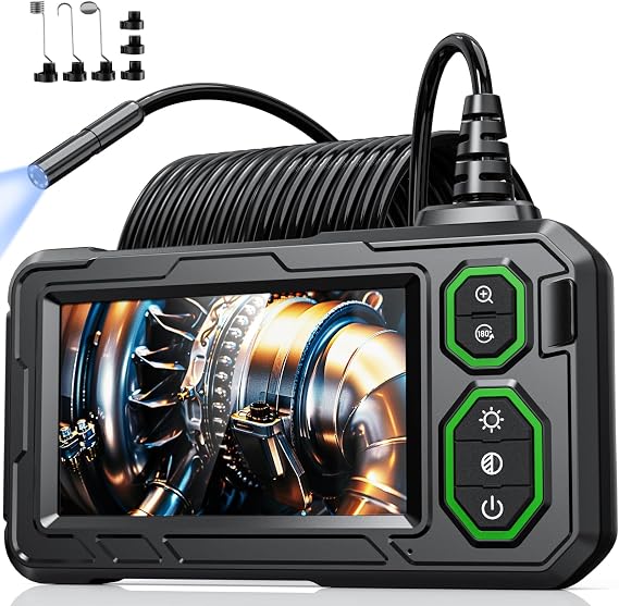 Endoscope Inspection Camera, Hopefox 4.3'' 1080P HD Borescope Inspection Camera with 8 LED Lights, IP67 Waterproof Endoscope Camera with Light, 16.5ft Flexible Drain Camera, Tools & Gadgets for Men