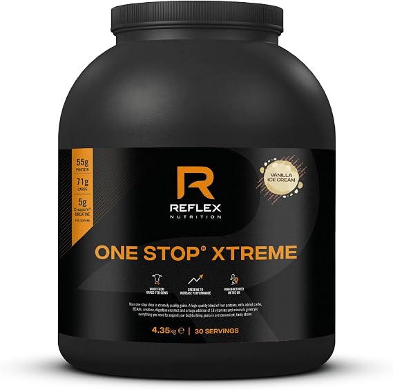 Reflex One Stop Xtreme Mass Gainer, Protein Powder, Vanilla, 4.35kg