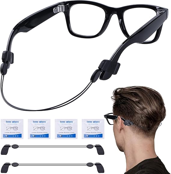 2-Pack Adjustable Eyeglass Straps Compatible with Ray-Ban Meta Gen 2 Wayfarer/Skyler/Headliner & Oakley Meta HSTN Accessories, Anti-Slip Lanyard Eye Glasses Holder Around Neck for Meta Smart Sunglass