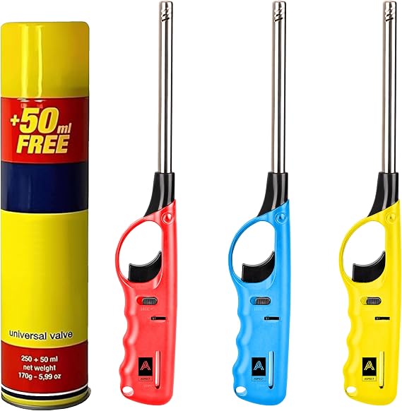 Pack of 3 BBQ Kitchen Lighters With 1 Clipper Gas