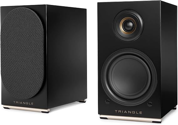 triangle - AIO Twin - Wi-Fi & Bluetooth Active Bookshelf Speakers with 2x50W Amplifier - HD Audio - Phono/Turntable + Optical TV Inputs - 165 x 304 x 235 mm - Black (Pair)