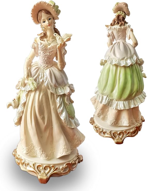 Elegant Girl Statues Sculpture Dress Glamour Figurines, Lady Home Decor, 12 inch Elegant Noblewoman Art Figure Desktop Decorations, Crafts for Home Dresser, Vanity, Shelf (Pink-Ladypigeoninhand)