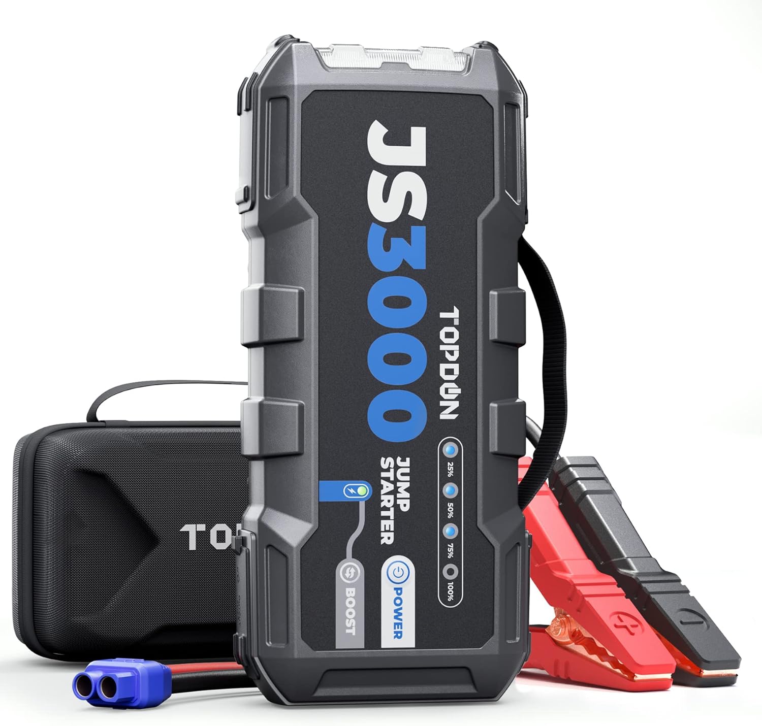 Car Battery Jump Starter, TOPDON JS3000 12V 3000A Battery Booster Jump Starter Pack for Up to 9L Gas 7L Diesel Engines, Portable Car Charger with Handle Jumper Cable and EVA Protection Case