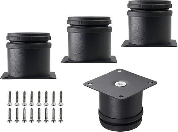 Set of 4 Adjustable Stainless Steel Furniture Legs 2 Inch Black