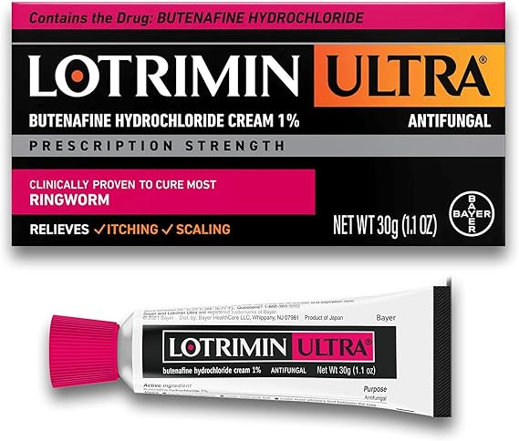 Lotrimin Ultra Ringworm Cream, Butenafine Hydrochloride 1%, Effective Antifungal Treatment of Most Ringworm, 1.1 Ounce (30 Grams)