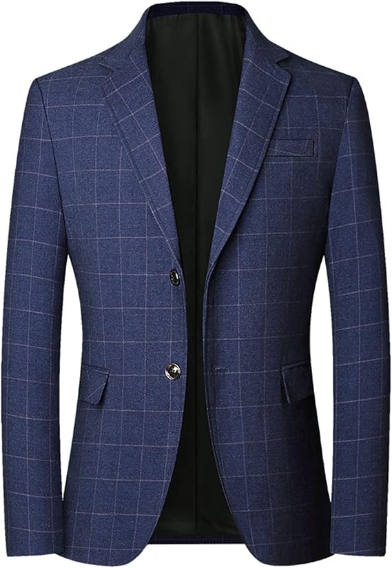 Men's Blazer British's Style Vintage Plaid Blazer Men Casual Slim Fit Suit Jacket Single Button Business Social Blazer