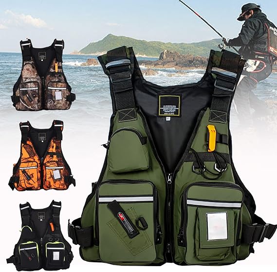 Fly Fishing Vest Pack, Men and Women Adjustable Outdoor Fishing Vest with Multi-Pockets for Kayaking Snorkel Watersports