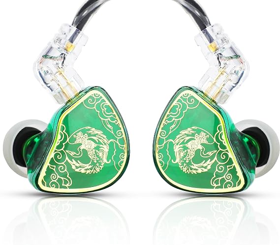Wan'er S.G, in Ear Headphones Wired,10 mm Dynamic Driver,in Ear Monitor,Gaming Earbuds,IEM Earphones,with 0.78mm 2 Pin Detachable Cable (Green)