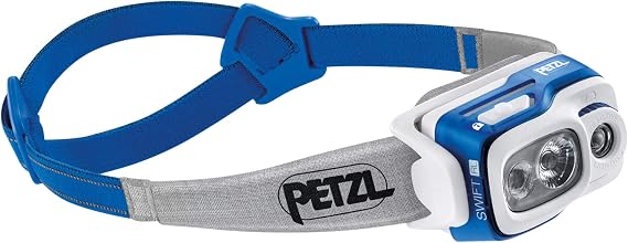 PETZL, Swift Rl Lamp Blue, Compact, Very Powerful and Rechargeable headlamp Featuring Reactive Lighting Technology. 900 lumens.