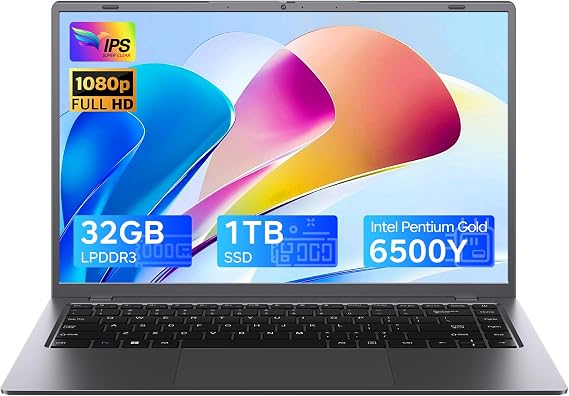 14” Flagship Laptop 2025 Computer, Office Lifetime, Student Business,6500Y CPU, 32GB RAM 1TB Storage