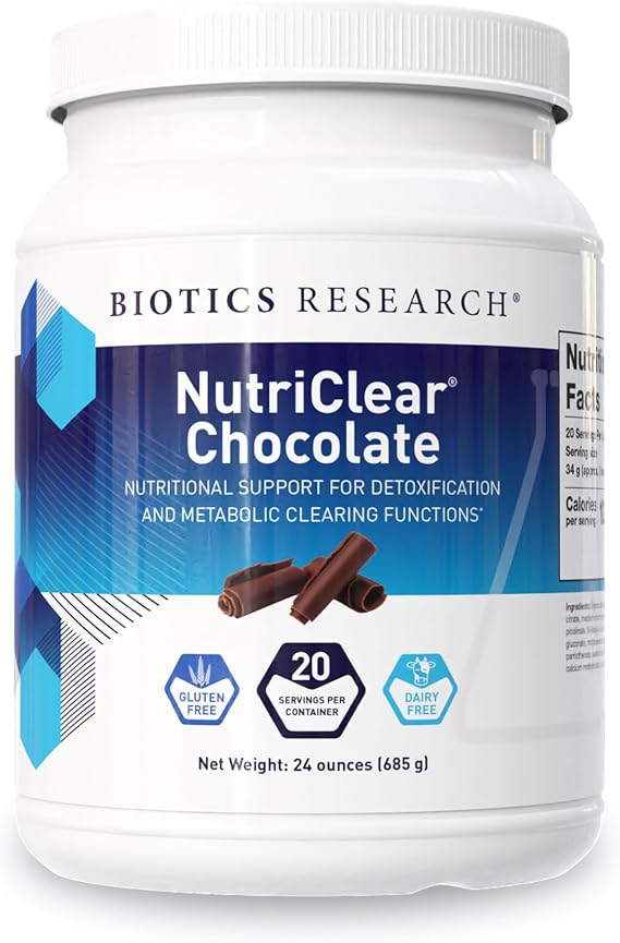 BIOTICS RESEARCH NutriClear Chocolate 17g Organic Pea Protein Powder 24 Oz