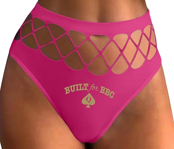 Knaughty Knickers Queen of Spades Built For BBC for Pawg HotWife Hot Pink Fishnet Thong Adult Flirty Fun