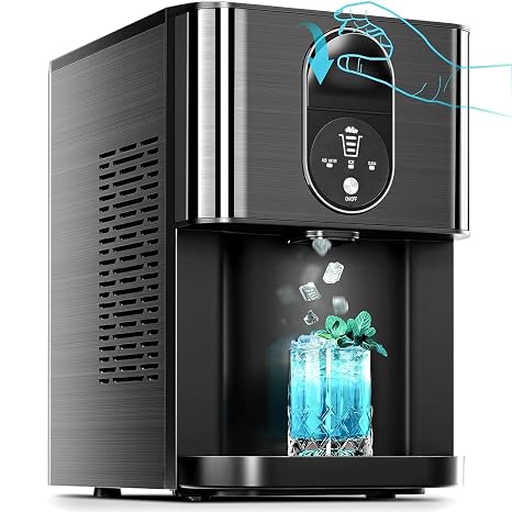 Kismile Countertop Nugget Ice Maker, Self-Cleaning, 44 lbs/24H, Black