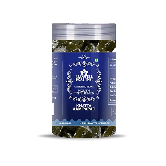 Blessfull Healing Khatta Aam Papad 5 Oz(Ounce) Airtight Container With Spoon