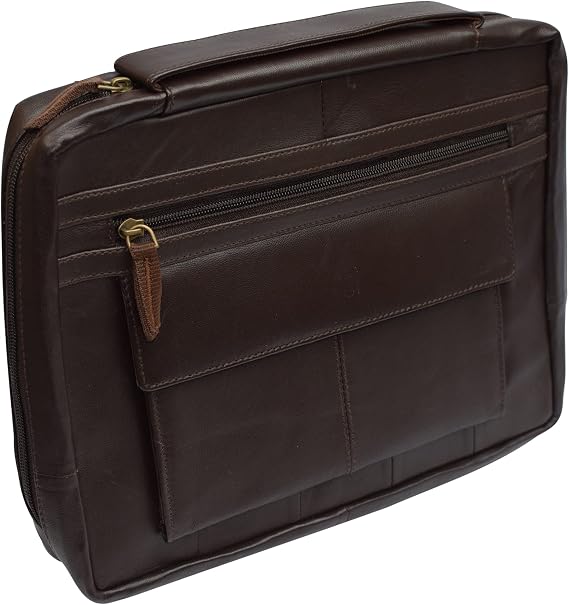 Genuine Leather Large Book Covers Bible Covers with Handle (Brown)