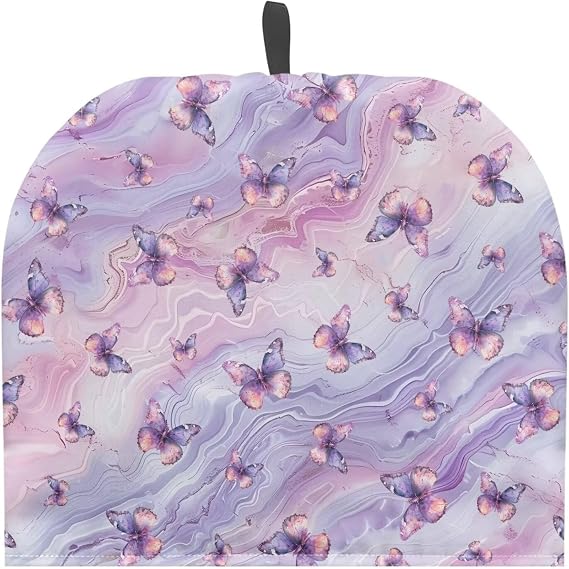 Purple Butterfly Tea Kettle Cover,Teapot Dust Cover,Tea Cosy for Teapot, Tea Pot Dust Proof Cover with Top Hook, Large Tea Pot Cosies Kitchen Home Gift