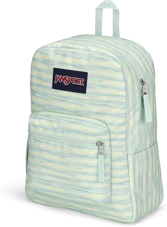 JanSport Cross Town Backpack 17" x 12.5" x 6" - Simple Bag for Everyone with 1 Main Compartment, Front Utility Pocket - Premium Class Accessories - 70s Space Dye Fresh Mint