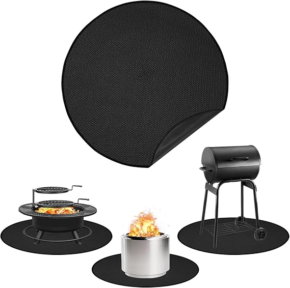 Apipi 47'' Fire Pit Mat for Solo Stove Bonfire, 3-Layer Fireproof Mat Round Under Grill Mat, Reusable Waterproof Pad for Grass Deck Patio Outdoor Wood Burning BBQ